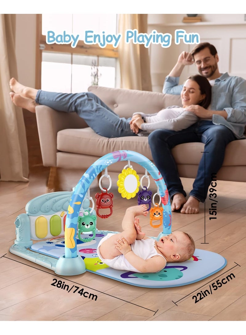 أل أيه بريشوس بساط لعب للأطفال، بساط أنشطة ممتع على شكل بيانو لوقت الاستلقاء على البطن مع 5 ألعاب حسية للأطفال الرضع، موسيقى وأضواء، هدايا للأولاد والبنات حديثي الولادة من عمر 0 ​​إلى 3 و6 و9 و12 شهرًا - Image 2